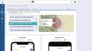 The MobileMoxie Service Area Tool Shows Real Mobile Search Results Tested at different Intervals of distance away from the center. 