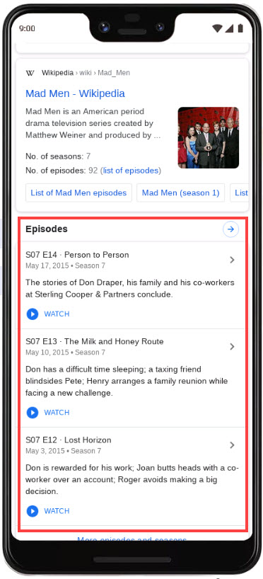 TV Episodes in Search Results