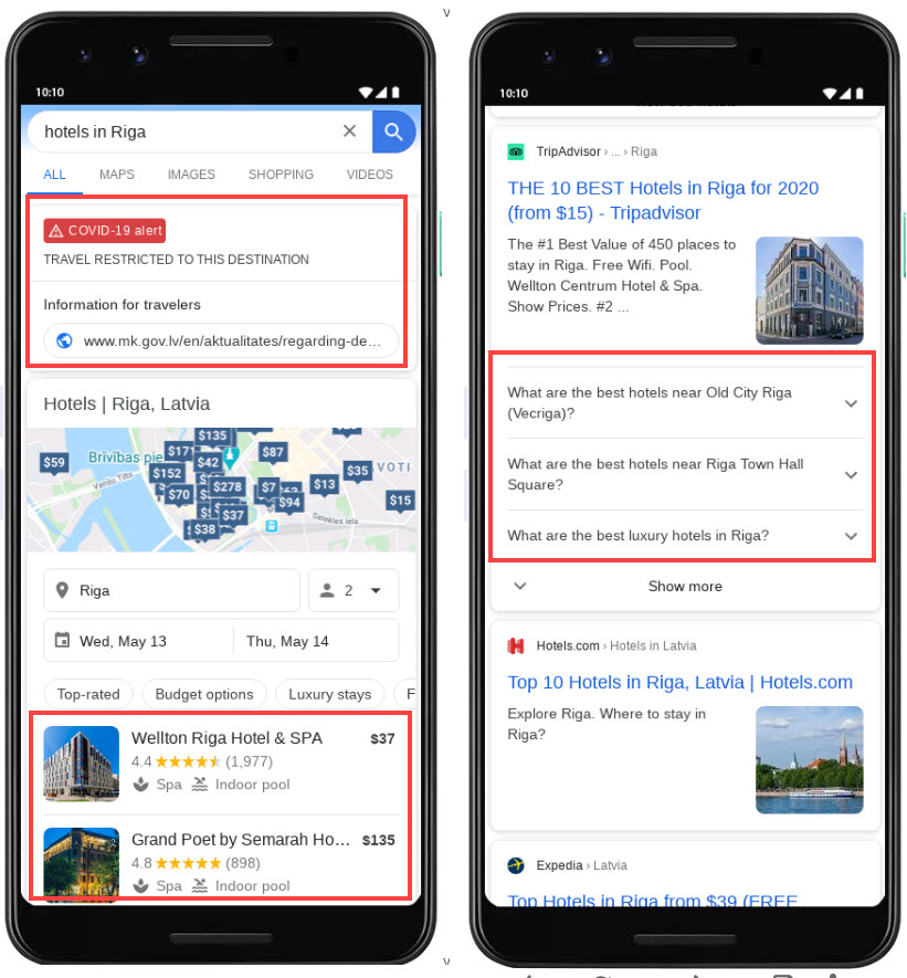Mobile Hotel Search Results